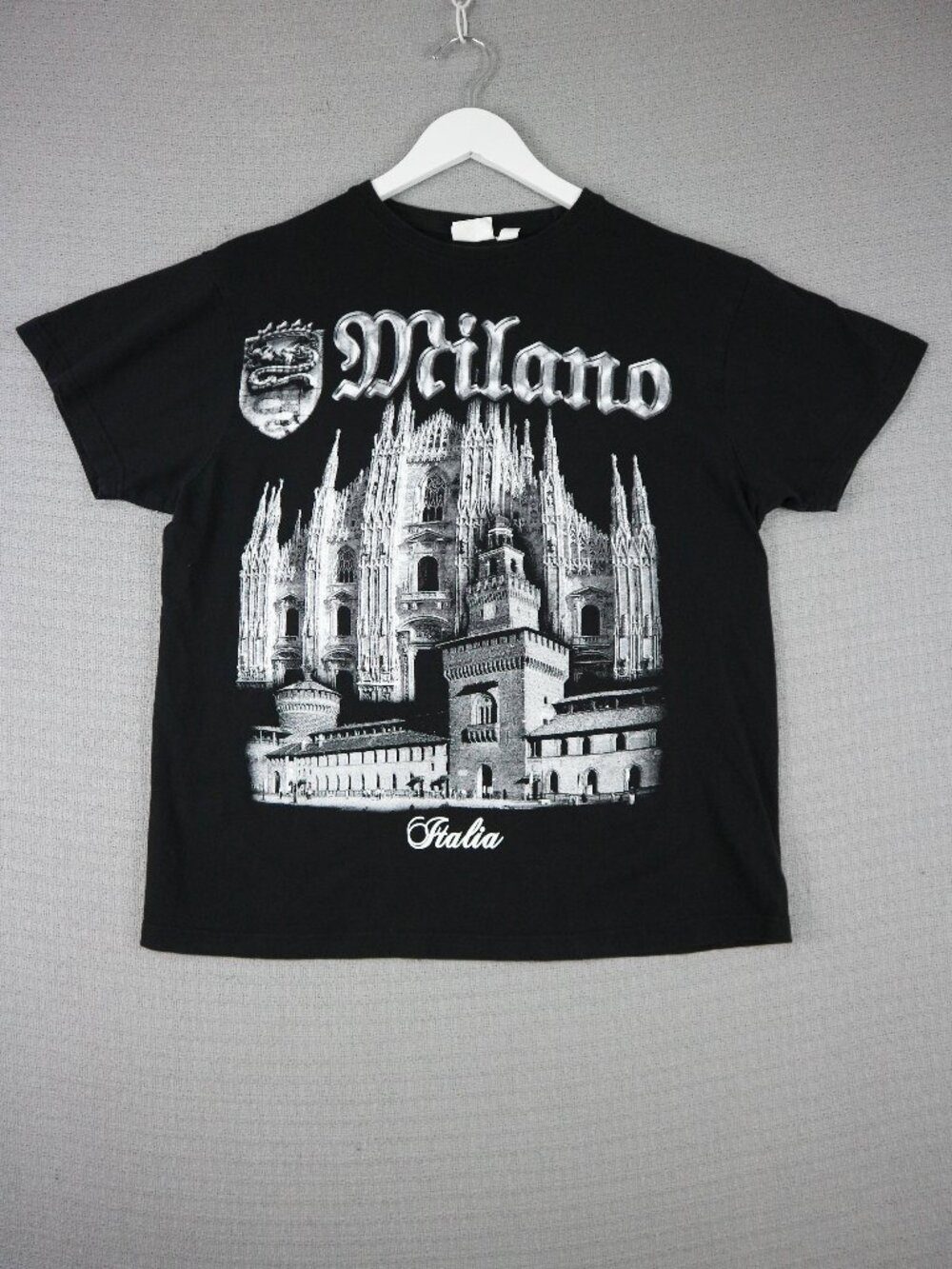 Milano Italy Gothic Church Black Tee Mens Large
